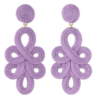 MAJALE Pendientes Color Mujer Largos Flamenca - Ligeros, Boda, Fiesta, Ocasiones Especiales - Aros Pasamaneria Estilo Cordón de Seda