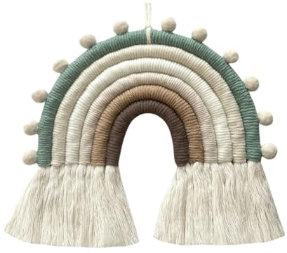 MORETATA Rainbow Macrame Wall Hanging Decorations for Nursery Décor, Kids Bedroom Woven Tassel for Girls& Boys, Handmade Tapestry Playroom Cotton Accessories for Baby Toddler Room