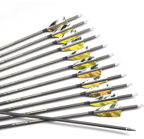 6/12er Benutzerdefinierte Länge Carbonpfeile Bogenpfeile 300/350/400/500/600/700/800 Spine Abnehmbare Pfeilspitzen Truthahnfedern Pfeilfedern Jagdpfeil für Recurvebogen Compoundbogen Bogenschießen A1
