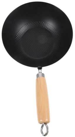 LALADEFIEE Sartén Wok Japonesa 20 Cm Hierro Fundido Antiadherente para Cocina Doméstica Gas y Leña Uso Diario sin Tapa