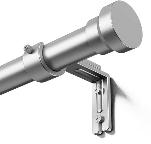 YaFex Curtain Rods 32-144 Inch, Heavy Duty 1 Inch Adjustable Curtain Rod for Windows, Silver Extra Long Window Treatment Rods, Modern Design, Easy Installation