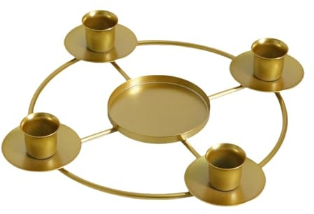 Baoblaze Candelabro de Adviento Portavelas Europeo de Hierro con Diseño Elegante Y Funcional para Centro de Mesa Bodas Cenas Románticas Y Decoración en Casa, Oro, Individual