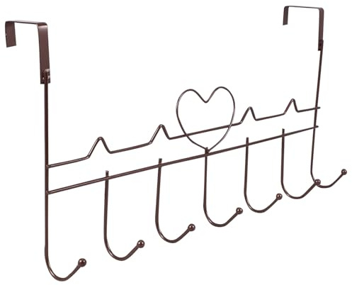 NUOBESTY Crochets de Porte en Métal 7 Crochets Marron Porte-Manteau Suspendu sans Perçage Support Vêtements Silencieux et Résistant pour Chambre et Salle de Bain Cintres de Porte