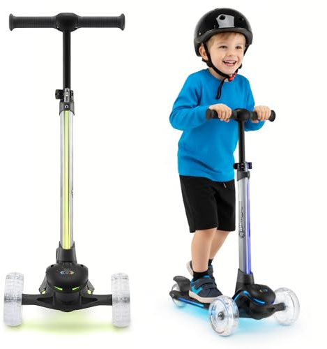 HyperMotion Becky trehjuling skoter för barn 3–8 år med LED RGB-belysning justerbar höjd