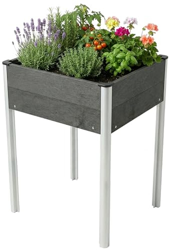KARAT Aiuola rialzata, 60 x 50 x 90 cm, in WPC, resistente alle intemperie e facile da pulire, per giardino, balcone o terrazza, colore: antracite