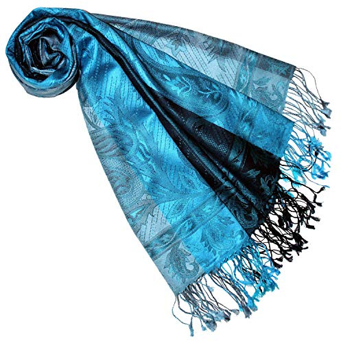 Lorenzo Cana Pashmina Schal Schaltuch jacquard gewebt 100% Seide Paisley Muster Seidenschal Seidentuch Seidenpashmina mehrfarbig 70 x 190 cm