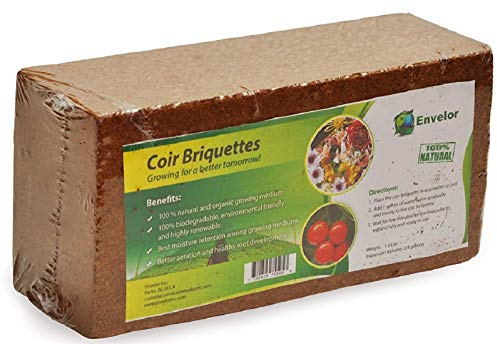 Coco Coir for Plants 6-Pack – 2.4 Gallons Compressed Coconut Coir Bricks, 1.5 lb. Bulk, Low EC, pH Balanced, Natural Coco Peat for Indoor & Outdoor Gardening, Potting Soil, Indoor Plant Soil