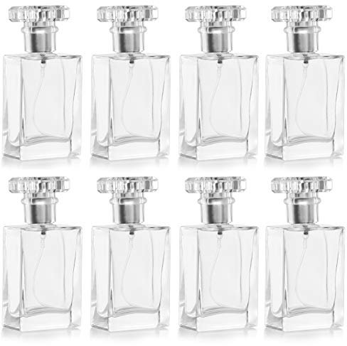 Belle Vous Frasco Vacío Atomizador Perfume Rellenable 30 ml Frascos para Perfume Cristal Transparente (Pack de 8) Bote Spray Atomizador Plateado - Viajes, Aceites Esenciales, Loción After-Shave