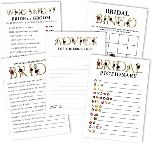 Inkdotpot Blumen Thema Brautparty Spiele 5Er Einstellen (Aktivitäten Für 50 Gäste) Spaß Junggesellinnenparty Spiele Einstellen Bündeln