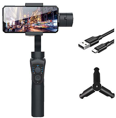 LJJ 3 Axis Extensible Gimbal, estabilizador de teléfono Inteligente para iPhone 11 Pro Diseño de Agarre Plegable Nueva aplicación Control de Gestos