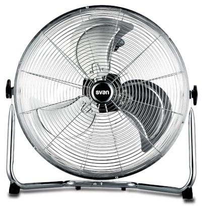 Svan Ventilador Industrial Cromo 18, 110W, SVVE451C. 3 Aspas, Control Manual, Soporte Patas