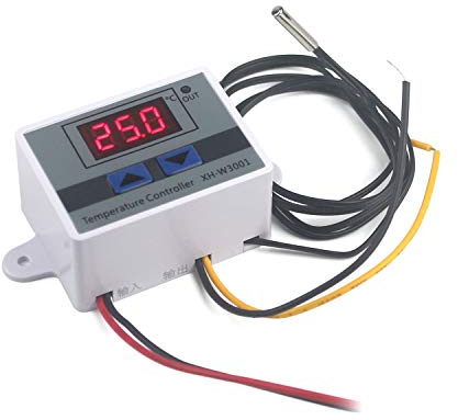 Taikuwu Digitaler Thermostat Heizung/Kühlung [-50℃-110℃] mit Wasserdichter Sonde | XH-W3001 | 110-220V AC | Programmierbarer LED-Temperaturregler | 1500W