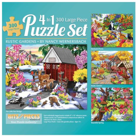 Bits and Pieces - 4-in-1 Multi-Pack 300 Piece Jigsaw Puzzles for Adults -300 pc Puzzle Set Bundle by Nancy Wernersbach - 16 x 20 (41cm x 51cm)