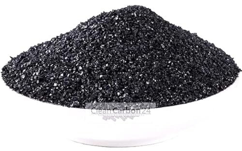 CleanCarbon24 Aktivkohle Granulat Kokosnussschalen 0,6–2,36 mm | 8x30mesh | Wasseraufbereitung Aquarium Teichfilter | Aktivkohle für Trinkwasserfilterung & Klärung (2,5L | 1,25Kg)