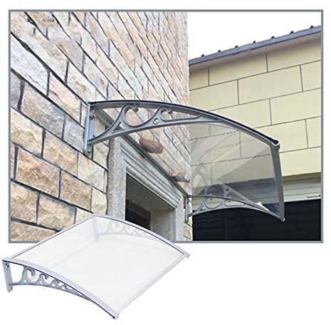 LIANGLIANG Marquise Auvent De Porte D'entrée, Blanche Alliage D'aluminium Support, Bloc UV Couvercle en Polycarbonate Abri de Pluie pour Terrasse Porche Jardin (Size : 60x60cm)