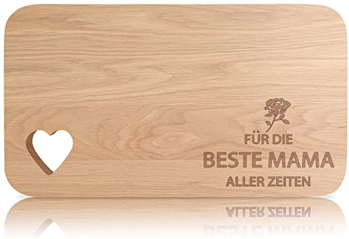 Planche à petit-déjeuner en bois avec gravure - Planche à petit-déjeuner avec découpe en cœur - Cadeau pour maman - Cadeau personnalisé pour la fête des mères