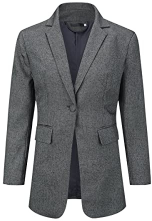 YUNCLOS Fritidsjackor för kvinnor långärmad arbete kontor blazer elegant affärsdräkt jacka, Mörkgrått, M
