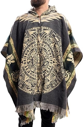 Gamboa Premium Alpaga Laine Poncho Homme Mexicain Polaire Manteux Automne Hiver