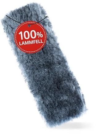 Walser Lammfell Gurtpolster Millie, 2 Stück Gurtpolster Auto aus 100% Lammfell, Gurtschoner Auto, Gurtpolster Auto Erwachsene/Gurtpolster Kinder, Autogurt Polster, Sicherheitsgurt Polster anthrazit