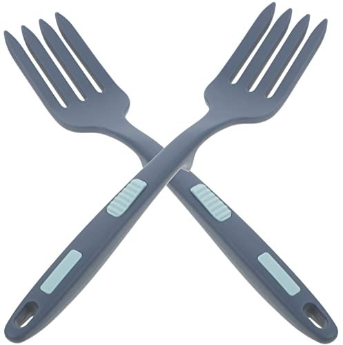 Kichvoe 2pcs Silicone Cooking Fork Nonstick Kitchen Utensils for Stirring Noodles and Salad Washable Multi-use Forks and Lightweight Cooking Tools
