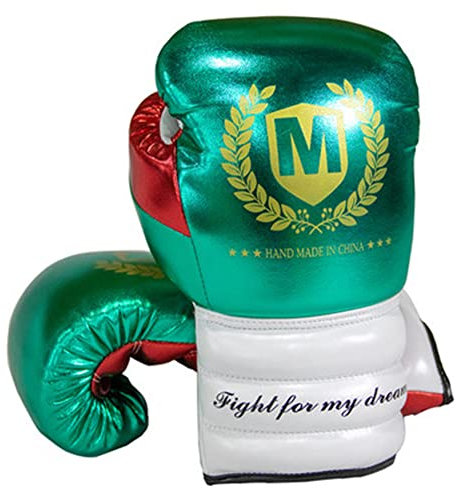 Boxhandschuhe, Trainingshandschuhe für Damen und Herren, Kinder, Leder, Erwachsene, Kampfhandschuhe, Muay Thai, Kickboxen, atmungsaktiv, rot, 284 g (grün, 227 g)