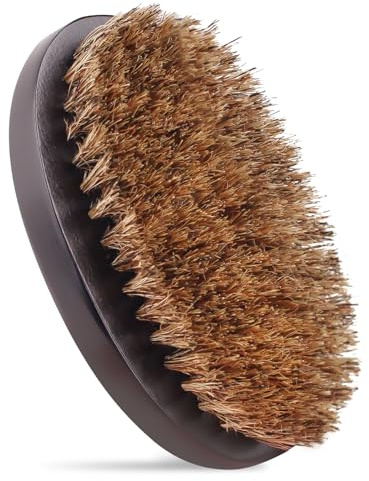 GUARD&MARINE 100% Boar Bristle Beard Brush for Men – Medium Firm Military Style Brush for Short Beard, Mustache & Waves – Natural Wooden Handle Grooming Brush