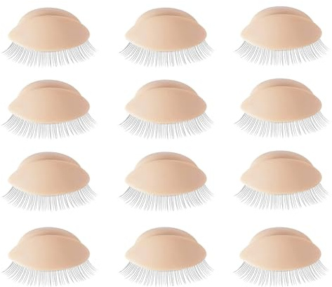 HuYiGGZ 6 Pairs Replacement Eyelids for Mannequin Head Removable Realistic Eyelids with Eyelashes Mannequin Head Eyelids for Eyelash Training Practice Makeup Extension