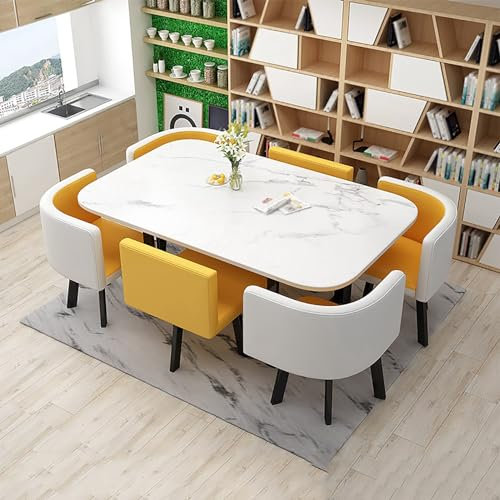 Büro-Empfangsraum-Club-Tisch Und Stuhl-Set,Küchen-Esstisch-Set Für 6,kleine Konferenzräume,Tisch- Und Stuhl-Set,Besprechungstisch,EsszimmermöBel,platzsparend,KüChenmöBel Set FüR Die Familie ( Color :