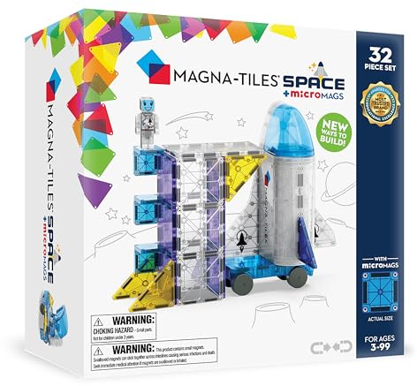 Magna-Tiles Space 32-Piece Magnetic Construction Set, The Original Magnetic Building Brand