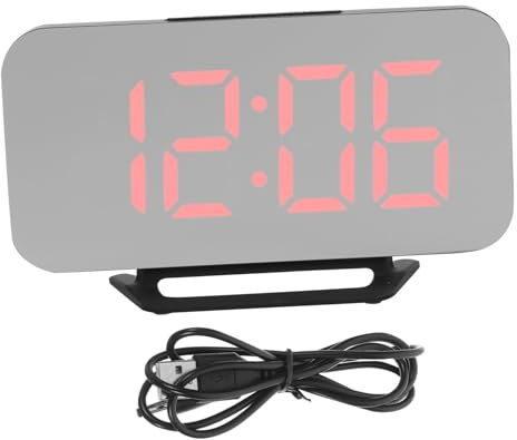 Alipis Reloj Despertador con Radio y Carga USB Pantalla Led Puertos Despertador Ajustable Brillo Regulable
