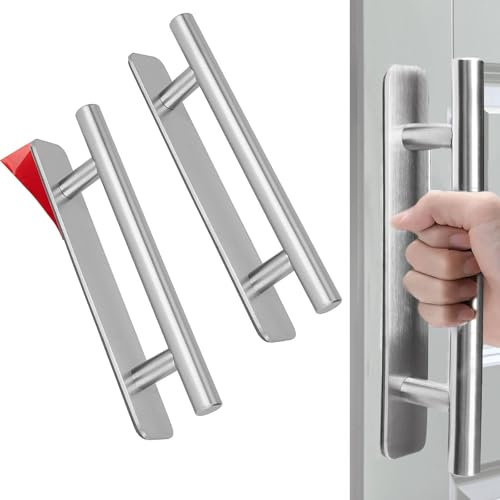 Tiradores Autoadhesivos para Muebles, 2 Piezas Tiradores de Aluminio para Armarios, Tiradores de Armario de acero Inoxidable, Tiradores de Puertas 150 mm, para Armario, Cocina, Plateado