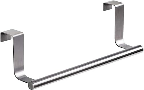 Porta asciugamani da porta cucina, porta strofinacci, gancio per porta, gancio appendiabiti, porta asciugamani da porta, per bagno e camera da letto, 23 cm, argento