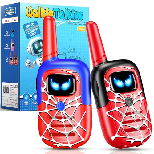 Toyokid 2 PCS Spider Walkie Talkies for Kids, Spider Toys for 3 4 5 6 Year Old Boys Gifts for 3-8 Year Old Boy Toys, 1000FT Spiders Kid Walkie Talky Kids Toy for Activity Camping Garden Outdoor Toy