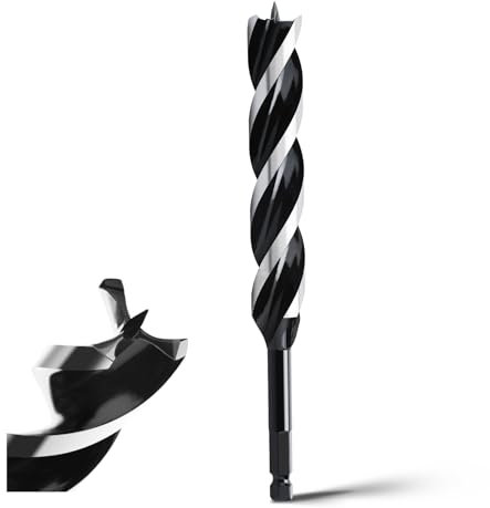 MOXPIFY Mèche à bois hélicoïdale 26 x 230 mm, 3 lames, pointe de centrage, tige hexagonale E 9.5, pour bois tendre et dur