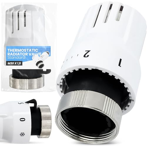 Testa Termostatica Radiatore Comando Riscaldamento Valvola Termostato Risparmio Energetico Casa Ufficio Bagno Hotel Appartamento Design Moderno Bianco