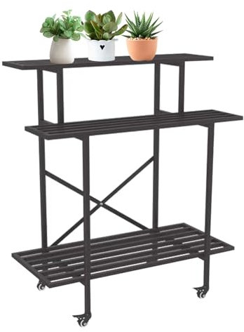 Supporto per vasi da fiori in metallo, 2/3 ripiani, espositore per fioriere da giardino, scala da giardiniere, ripiani angolari per piante, porta erbe aromatiche, fioriera nera, scala in ferro piante.