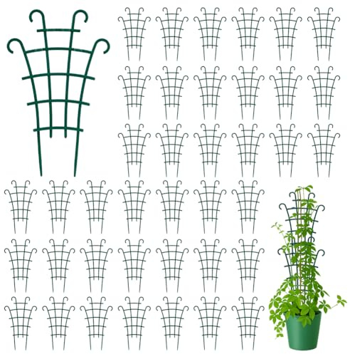 PH PandaHall 50 enrejados de plantas para plantas en maceta, enrejado de jardín para plantas trepadoras, pequeño soporte apilable de plástico Trelli para interiores y exteriores, flores y verduras, 10