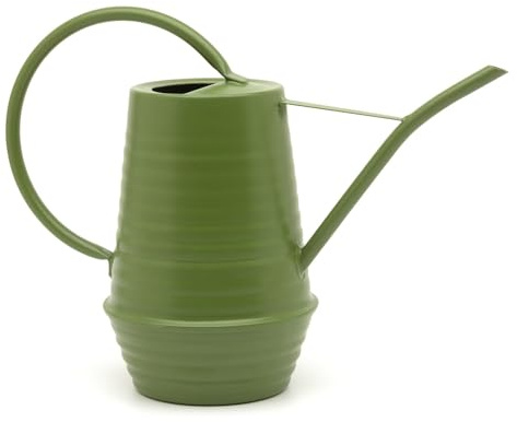 CKB LTD Gießkanne für den Innenbereich, klein, 1,1 l, grün, verzinkt, Karboneisen, gerippt, Bauernhaus-Stil mit langem schmalem Auslauf, dekoratives Gartenzubehör für Zimmerpflanzen, Blumen und