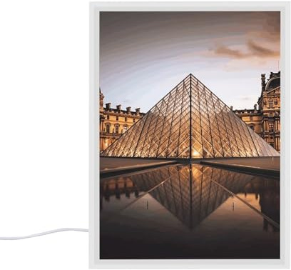 Night Light Louvre in Paris Print with Mirror Function for Bedroom Bathroom Living Room Decor Ideal Gift for Family and Friends