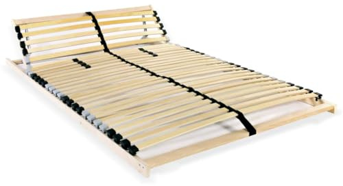 Woonisher Base De Cama Somier con Cabecero Ajustable 140x200 Cm, 28 Listones De Abedul En 7 Zonas, Estructura Robusta De Haya, Máximo Confort para Leer O Ver Televisión, Fácil De Ensamblar