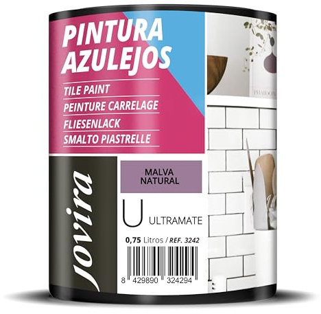JOVIRA PINTURAS Vernice Per Piastrelle 750 ml |ultra opaco a Base d'acqua. Date un nuovo look alla vostra cucina e al vostro bagno. (750 Millilitri,Malva Naturale)
