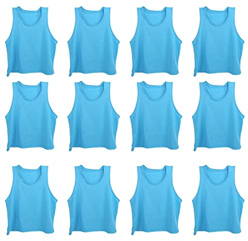 MechKit 12PCS Träningsväst för barn Andas Mesh Team Träning Pinnies Fri storlek För fotboll Basket Utomhus Sport Ungdomströja Polyester Nylon Blå