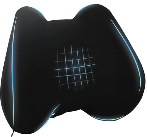 Mokuyary - Cojín dorsal (40 x 32 x 13 cm, cojín de apoyo, soporte lumbar, para oficina, silla, sillón, cama y sofá), color negro