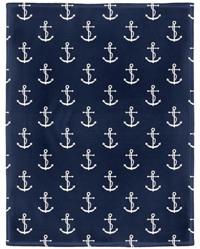 YISUMEI Decke 150x200 cm Kuscheldecken Sanft Flanell Weich Fleecedecke Bettüberwurf Blaue Anker