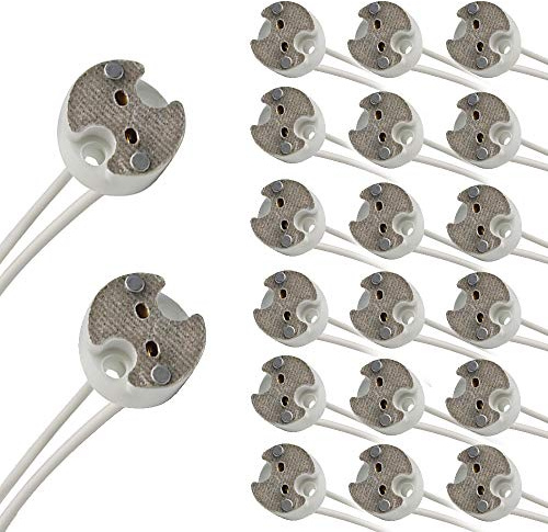 Pack of 20,G5.3 / GU5.3 / MR16 / G4 / MR11 Round Ceramic LED Halogen Lamp Light Bulb Socket Holder Base Wire Connector Adapter MR16 (20 Pack)