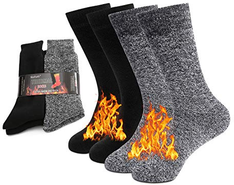 NovForth Homme 2/4 paires de chaussettes thermiques épaisses isolées chauffées et chaudes pour le temps froid de l'hiver