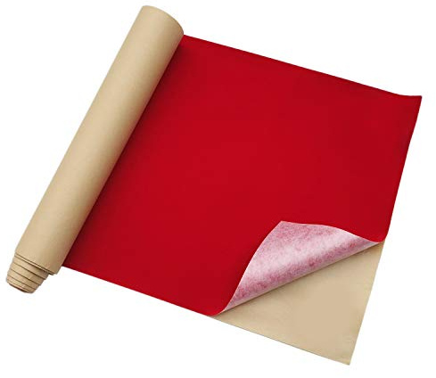 selbstklebender Samtstoff,45x254cm (rot) | beflockter Stoff, zum Selbermachen