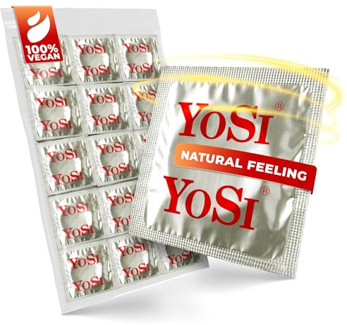100 YOSI Natural Feeling Kondomer - naturlig känsla - normal naturlig smörjd kondomer - ren känsla | ren njutning – 53 mm bredd – normal naturlig lubricated condom – känsla ren för oförglömliga stunder