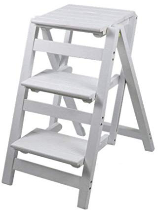 Scalette in Legno Sgabello Pieghevole Scaletta Sgabello Scaletta Libreria Sgabello Multifunzionale Cucina Uso Ufficio Sedia con scaletta (D)