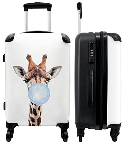 NoBoringSuitcases.com® Kindertrolley Jungen Koffer Carry on Luggage Suitcases Geschenk - Giraffe - Kaugummi - Blau - 67x43x25cm